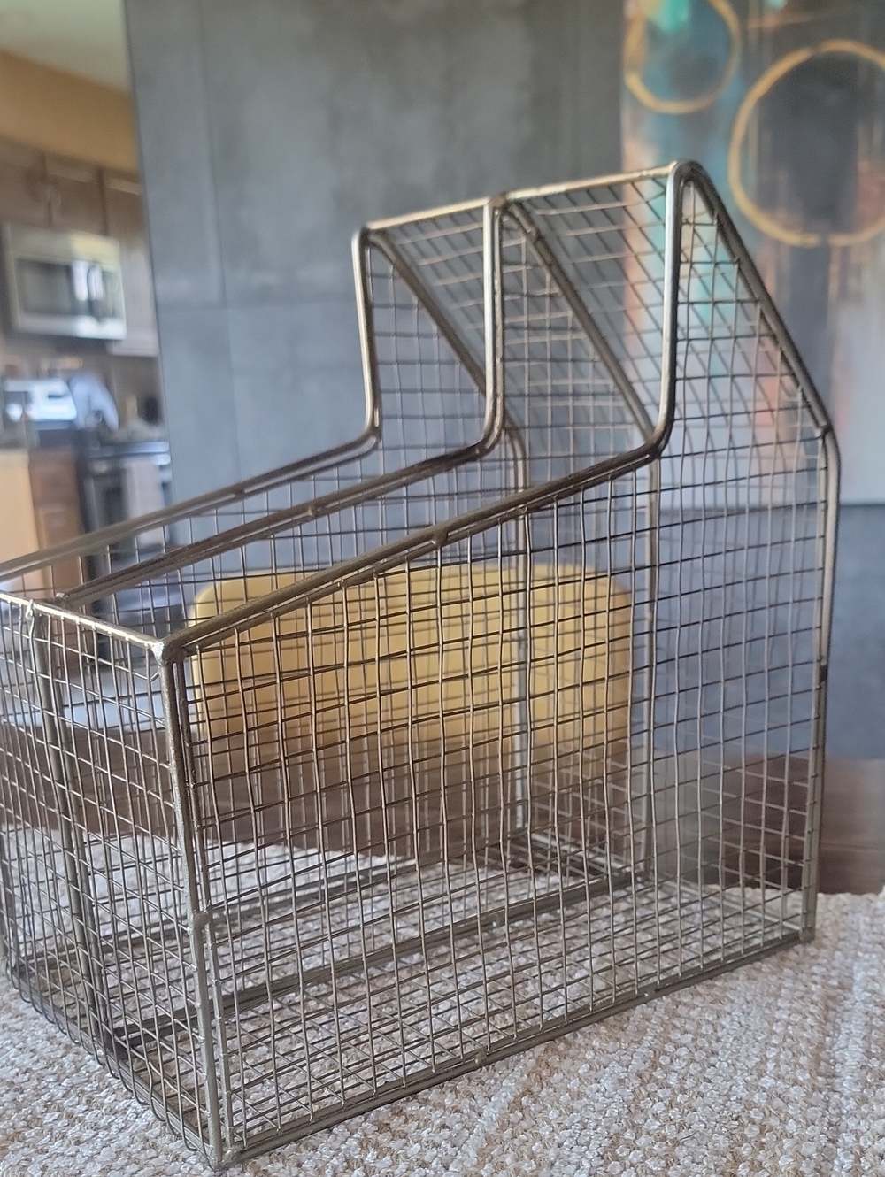MCM  Vintage Metal Wire Magazine Organizer - Muted Gold/bronze Desktop Sorter